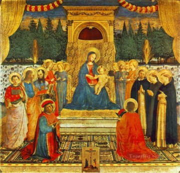 Virgen con el Niño Santos y Crucifixión religioso Fra Angelico religioso cristiano Pinturas al óleo